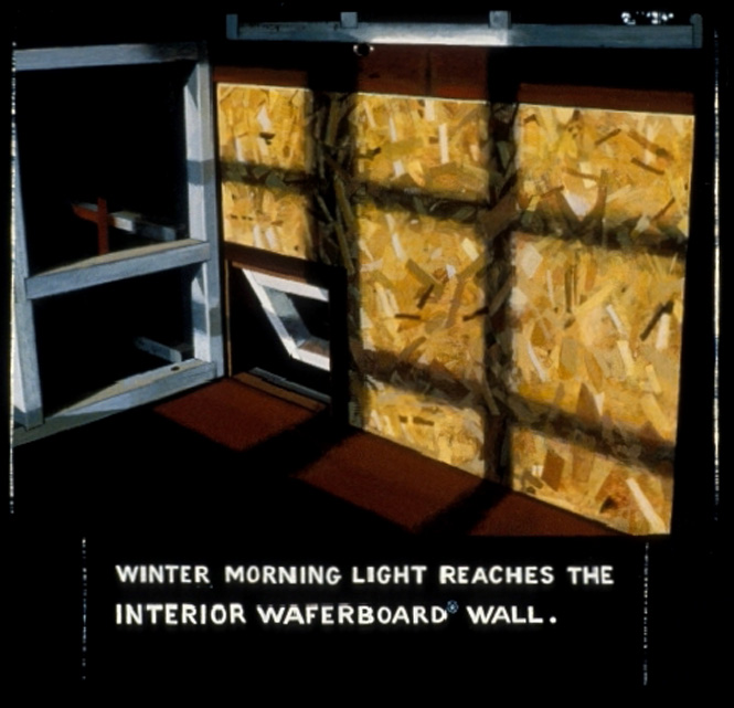 Winter Morning Light Reaches the Interior Waferboard Wall